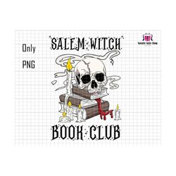 salem witch book club png, halloween sublimation design, spooky vibes png, spooky season png, vintage design, book lover png, skull skeleton