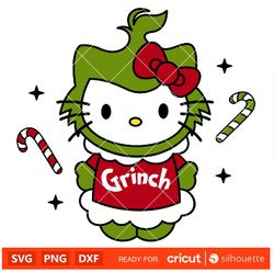 grinch hello kitty svg christmas svg grinchmas hello kitty svg kawaii svg cricut silhouette vector cut file