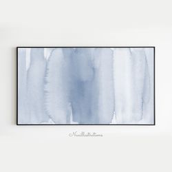 samsung frame tv art abstract blue watercolor vertical brushstroke soft neutral blue splash digital download art