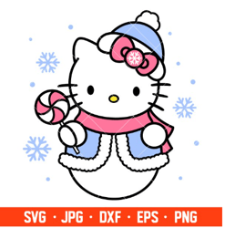 hello kitty snowman svg-christmas svg-disney christmas svg-kawaii svg-cricut silhouette vector cut file