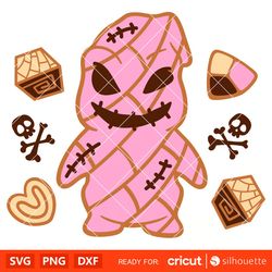 oogie boogie concha svg, mexican pan dulce boogie man svg, halloween svg, spooky conchas svg, cricut, silhouette vector