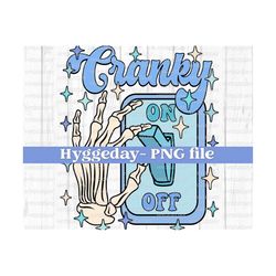 cranky on png, digital download, sublimation, sublimate, cute, retro, bad mood, mental health, skellie, skeleton, funny, kids, light switch