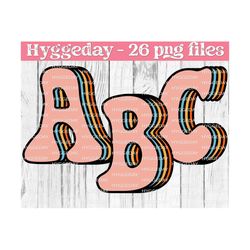 retro alphabet letters, sublimate download, retro, vintage, hide, alphabet png, alphabet pack, bundle, sublimation, hippie