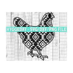 aztec chicken svg dxf png, chick, rooster, country, show time, cut files, files for: silhouette, cricut, sublimate