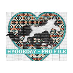 aztec heart with horse png, sublimate download, equestrian, cowgirl, country, western, turquoise, gemstone, love, cow hide, sublimation