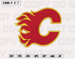 calgary flames embroidery designs, machine embroidery files, nfl embroidery files