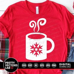 hot cocoa svg, hot chocolate mug svg, winter cut files, christmas svg dxf eps png, coffee cup clipart, cute holiday svg,