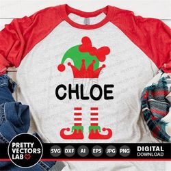 elf girl svg, christmas svg, cute elf cut files, elf hat & feet svg, dxf, eps, png, girls svg, holiday svg, kids clipart