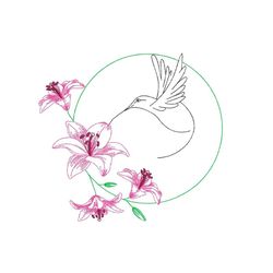 hummingbird embroidery design,  5 sizes, instant download