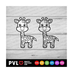 giraffe svg, giraffe outline svg, cute giraffes cut files, giraffe svg, dxf, eps, png, kids shirt design, baby clipart,