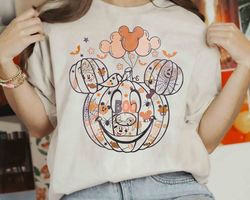 mickey mouse head pumpkin costume mummy halloween balloon shirt, mickeys not so scary party tee, disney parks family vac