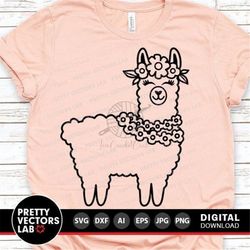 llama svg, easter llama cut file, spring svg dxf eps png, floral llama clipart, baby svg, girls shirt design, sublimatio