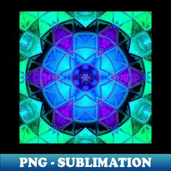 mosaic kaleidoscope flower teal blue and purple - high-resolution png sublimation file - unleash your inner rebellion