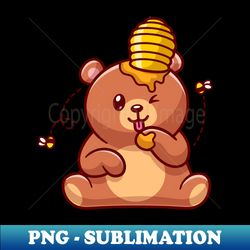 cute bear eating honey cartoon - png sublimation digital download - bold & eye-catching