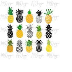 big pineapple bundle svg cut files for cricut, silhouette, cnc, glowforge - instant digital download summer, tropical, h