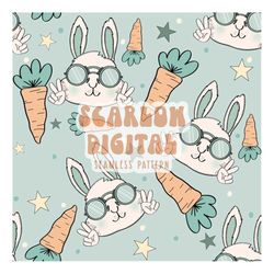 bunny and carrots seamless pattern-easter sublimation digital design download-easter bunny seamless file, boy easter sea