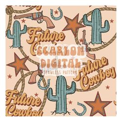 future cowboy seamless pattern-western sublimation digital design download-country boy seamless file, western digital pa