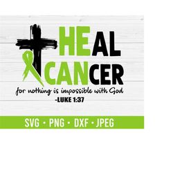 lymphoma cancer awareness svg | heal cancer svg | green cancer ribbon svg | cutting files for cricut silhouette