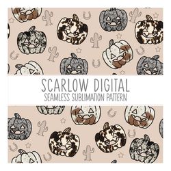 country pumpkin seamless pattern-western fall sublimation digital design download-cowhide seamless sublimation, western