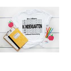 kindergarten echo t shirt design svg files for cricut, silhouette, glowforge - custom teacher name and school for teache