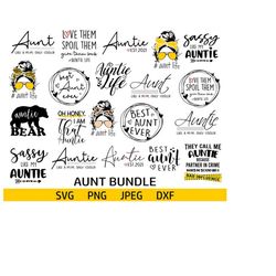 aunt svg bundle aunt t shirt design sayings quotes - cutting files for cricut, silhouette, sublimation printing, vinyl -