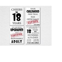 18th birthday printable poster - cheers to 18 years  printable sign for birthday party decor - print at home cheap - wel