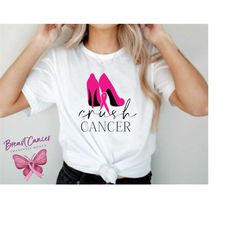 crush cancer svg - breast cancer svg cutting files for cricut, silhouette, glowforge - pink high heels feminine design f