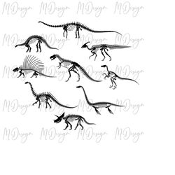 skeleton dinosaur svg bundle cutting files for cricut, silhouette, vinyl, iron on-great for stencils diy home school pro