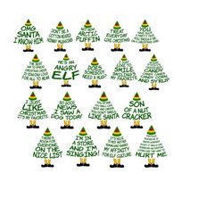 elf quotes bundle svg - christmas tree shaped sayings from elf - cricut cutting files for christmas gifts - most popular