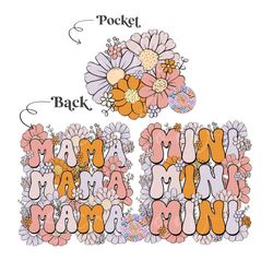 mama mini png bundle-floral sublimation digital design download-front and back png, pocket and back png, floral mama png