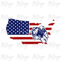 american flag svg with football player silhouette cutting file for cricut, vinyl cut decals - for customizing sports t s