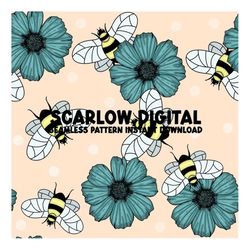 honey bee seamless pattern sublimation design download, bee seamless file, summer vibes seamless, summer seamless sublim