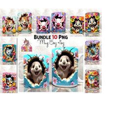 10+ 3d mug wrap bundle, 3d animal mug , 3d mug wrap, 3d cat mug wrap, 11oz 15oz mug png mug bundle, 3d floral mug sublimation, png download