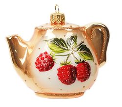 collectible christmas tree toy "teapot with raspberries"