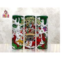 3d inflated christmas tumbler wrap, inflated cartoon tumbler png, 3d tumbler wrap, 20oz skinny tumbler, animal kingdom christmas png