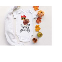 my first thanksgiving svg for baby girl - thanksgiving turkey with bandana design for customizing baby body for holidays