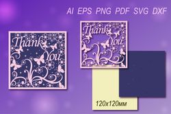 layered cut out thank you card