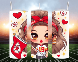 cute chiefs girl / ai image/ digital art- 20 oz skinny tumbler wrap - sublimation design - png file