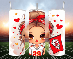 cute chiefs girl / ai image/ digital art- 20 oz skinny tumbler wrap - sublimation design - png file