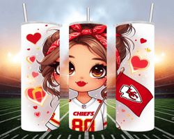 cute chiefs girl / ai image/ digital art- 20 oz skinny tumbler wrap - sublimation design - png file