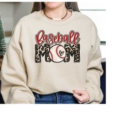 baseball mom sweatshirt, baseball shirt, sports mom sweater, mothers day gift, cheetah print baseball, baseball mother s