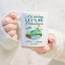 personalized lets be adventures mug, custom couples coffee mug, mug for husband