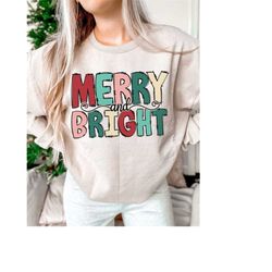 merry and bright christmas png - merry and bright christmas png- retro font - merry christmas png - retro christmas deco