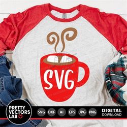 winter svg, hot cocoa svg, hot chocolate mug cut files, coffee cup svg, christmas svg dxf eps png, winter holiday clipar