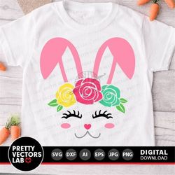 bunny svg, easter cut files, bunny face svg dxf eps png, girl bunny svg, baby svg, kids svg, rabbit clipart, spring svg,