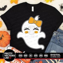 halloween svg, girl ghost svg, cute ghost with bow svg, girls cut files, kids halloween svg, dxf, eps, png, baby clipart
