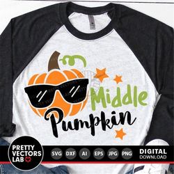 middle pumpkin svg, thanksgiving svg, halloween svg, fall cut files, brother svg dxf eps png, boys shirt design, toddler