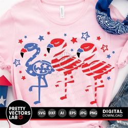 4th of july flamingo svg, america cut files, patriotic flamingos svg dxf eps png, independence day clipart, sublimation,
