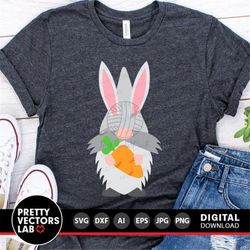 easter gnome svg, easter cut files, gnome svg dxf eps png, farmhouse sign svg, gnome with carrot clipart, kids shirt svg