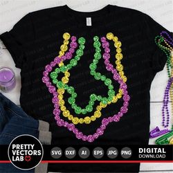mardi gras svg, beads cut files, carnival svg, dxf, eps, png, louisiana parade svg, fat tuesday clipart, beads shirt svg